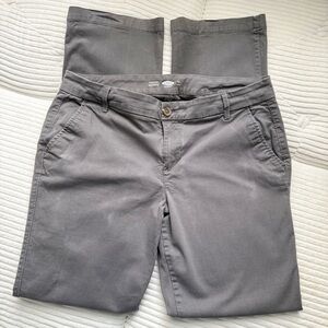 Old Navy Size 12 Long Bootcut Gray Khaki Pants High Rise Stretch | Casual
